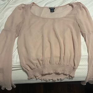 Rue21 Pink Sheer Long Sleeve Top